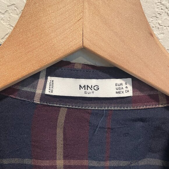 MANGO MNG Suit Plaid Button Down Blouse Small - Picture 3 of 5